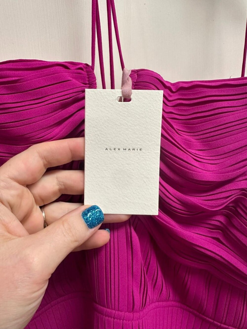 Size 16 NWT Alex Marie Fuchsia Pleated Dress - Picture 3 of 6